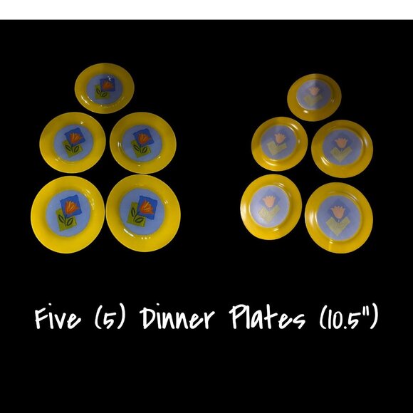 Set Of 14 Arcoroc France Matys Yellow Tulip Glass Dinner Salad Plates Soup Bowls - Picture 4 of 4